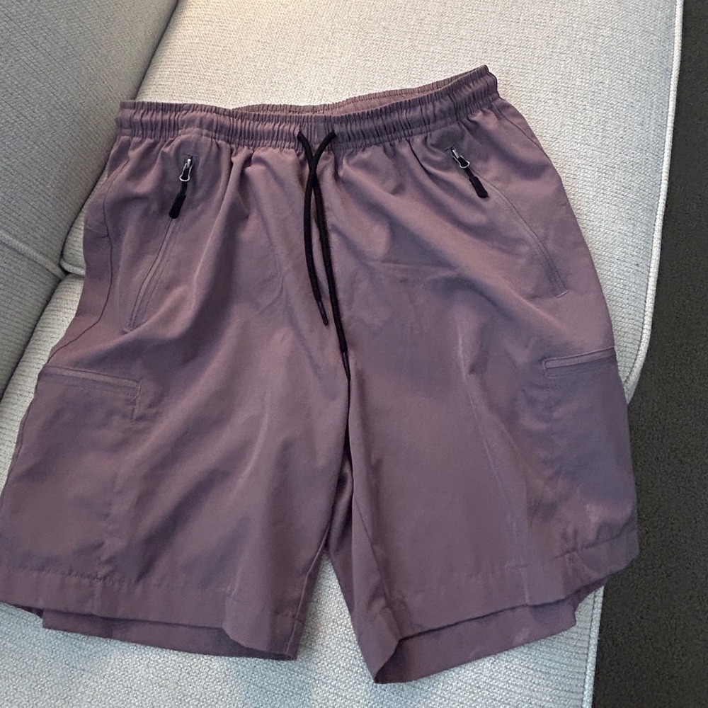 SANTINY Purple Athletic‎ Hiking Shorts Womens M Zipper Cargo Pockets Drawstring